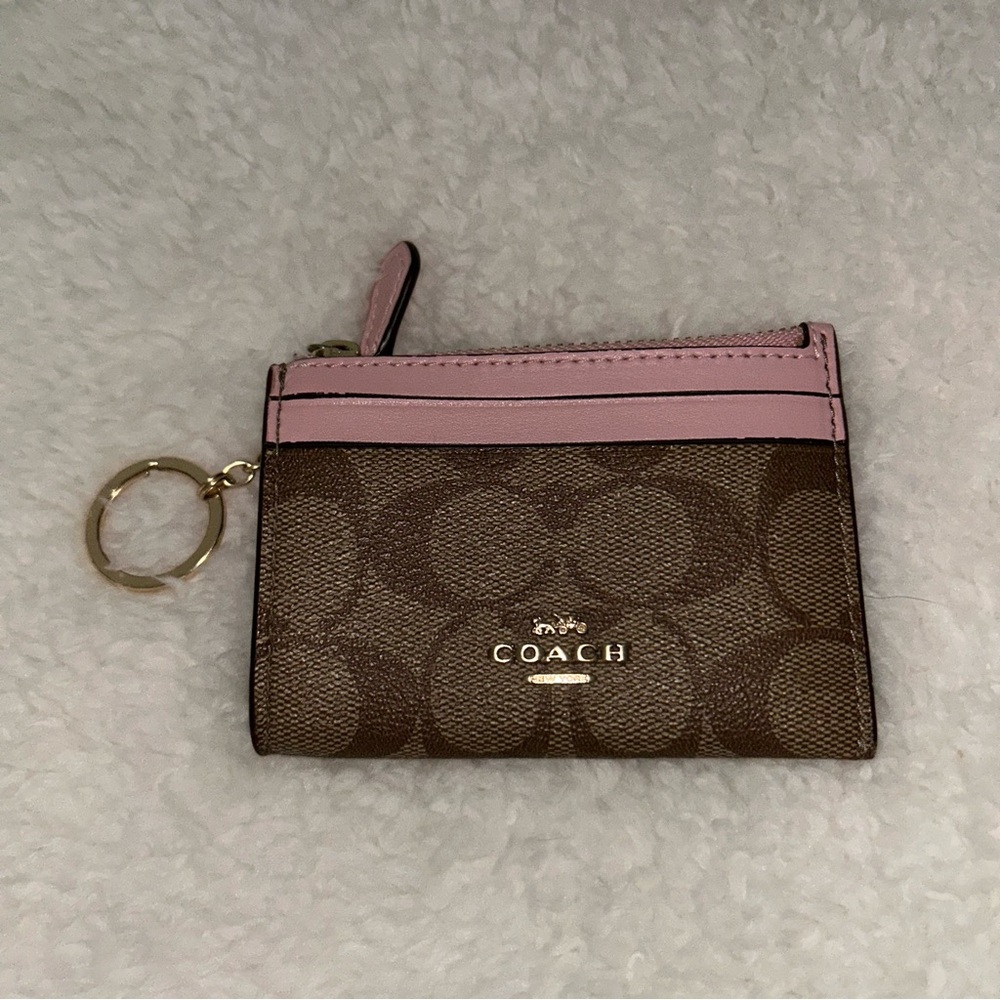 Coach Mini Skinny ID Card Holder Brown & Pink